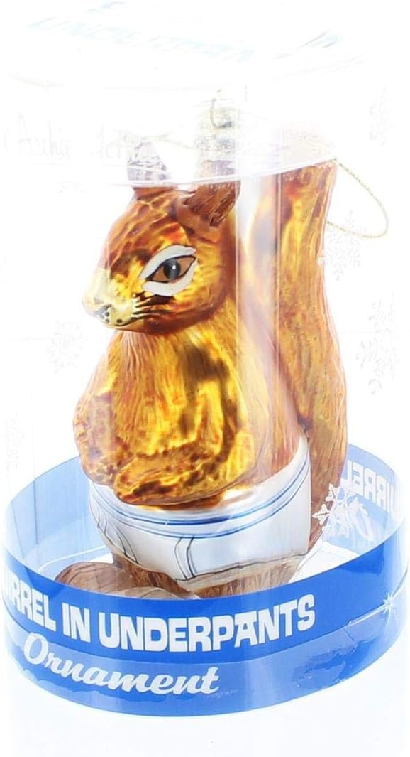 Mcphee Archie Accoutrements Ornament Squirrel in Underpants Glass Standard for Christmas
