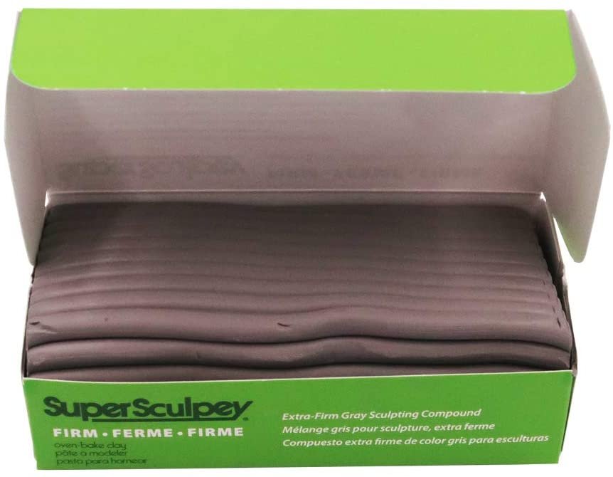 Polyform Super Sculpey Firm Oven Bake Clay, Gray, 1lb