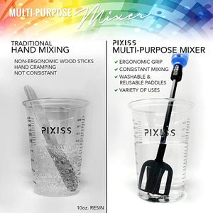 Pixiss Premium Resin Mixer, Handheld Rechargeable Epoxy Mixer, Epoxy Resin Mixer Pro Grade, Resin Stirrer for Resin, DIY Crafts Tumbler, Minimize Bubbles - Ultimate Resin Mixer Kit with 15 Mica Powders