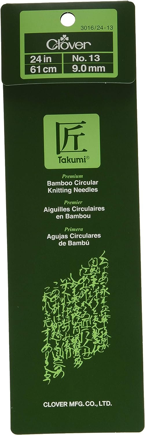Clover 3016/24-13, Takumi Bamboo Circular 24 inch Knitting Needles, Size 13