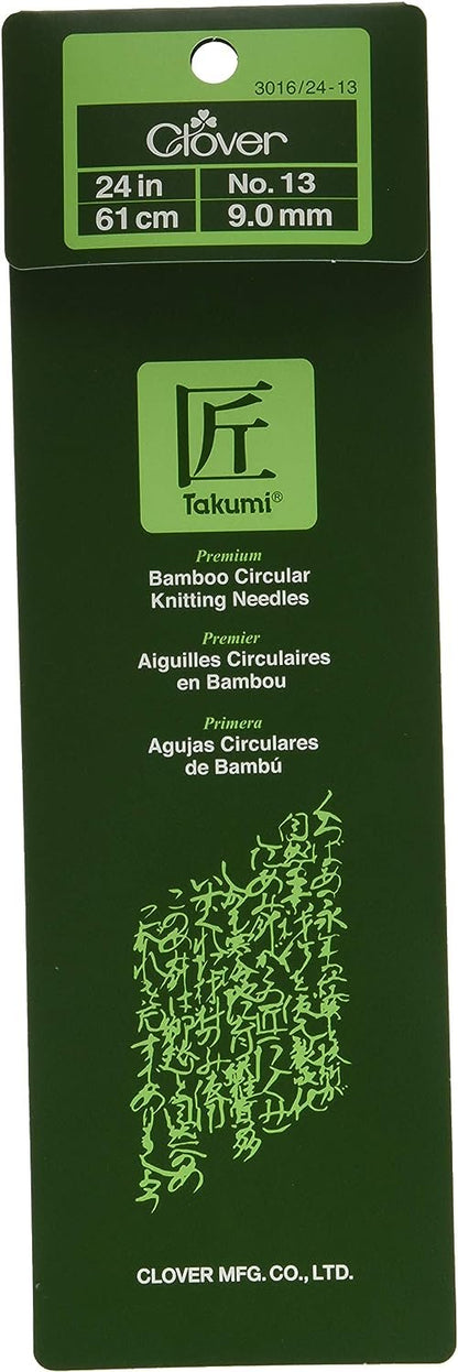 Clover 3016/24-13, Takumi Bamboo Circular 24 inch Knitting Needles, Size 13