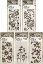 Tim Holtz - Stencils Set 10 ("Flowers") - Five Item Bundle - Roses, Floral, Blossom, Poinsettia, and Wildflower