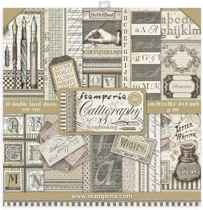 Stamperia Intl Paper PAD 8X8 10PK CALLIGRPHY, Various