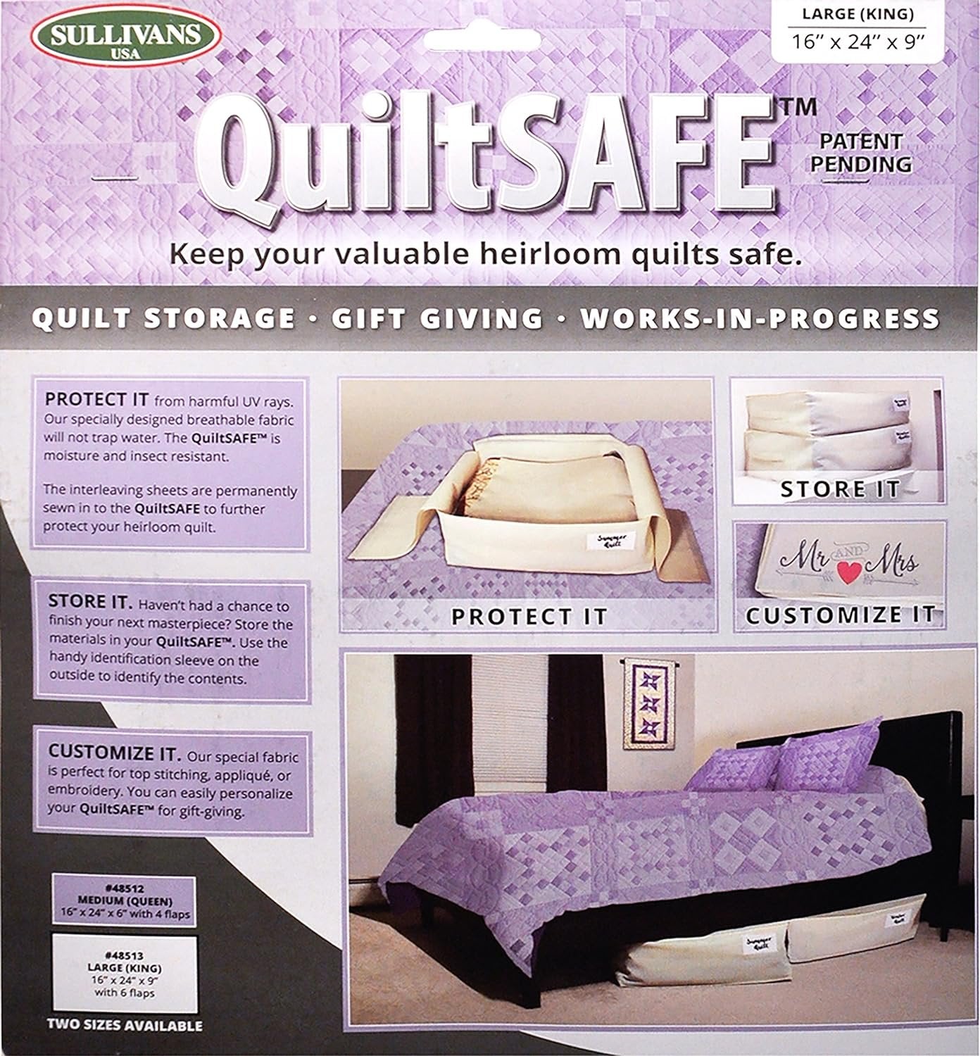 Sullivans 48513 Quiltsafe Storage Bag, 16" x 24" x 9"