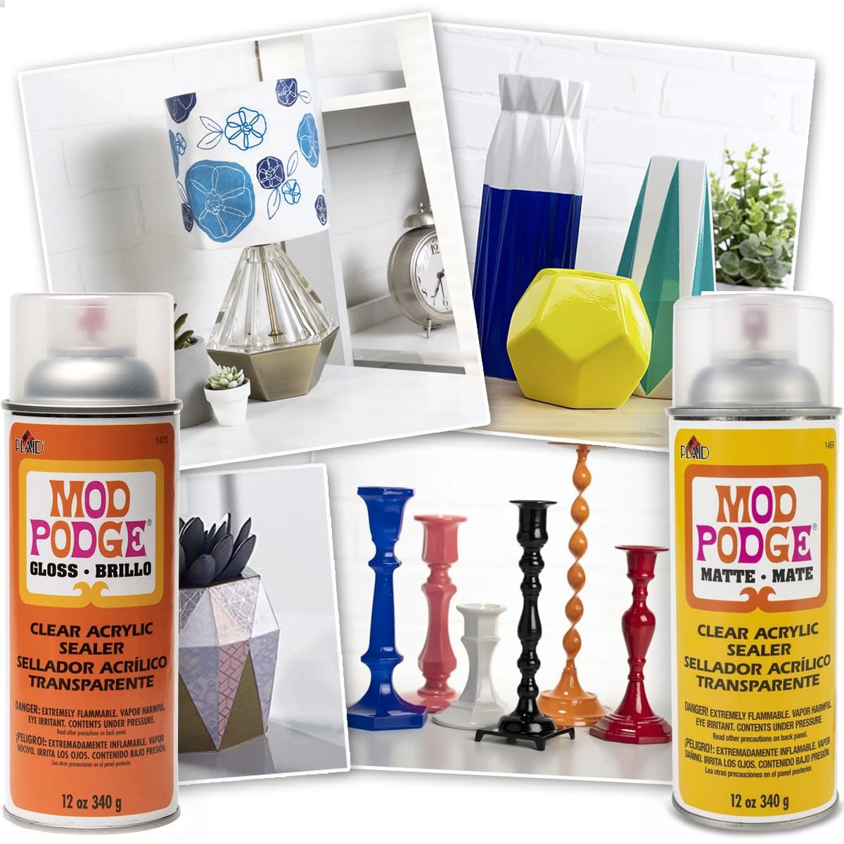 Spray Acrylic Sealer Mod Podge Matte and Gloss 2-Pack, Clear Coating Matte Paint Sealer Spray, 2X Spray Can Sprayer Handle