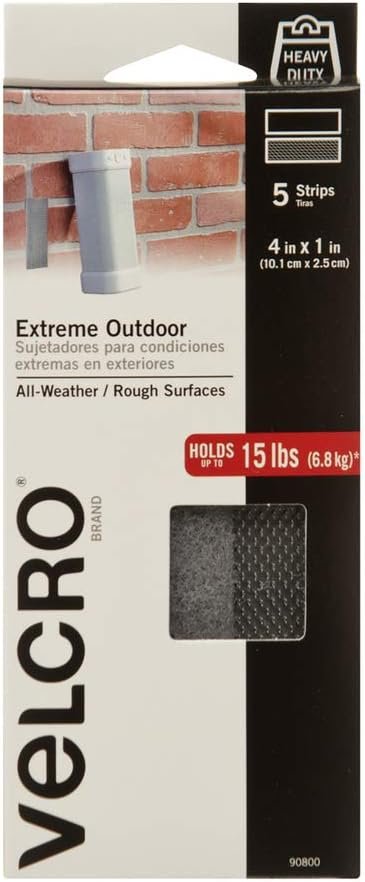 VELCRO Brand Industrial Fasteners Extreme Outdoor Weather Conditions Professional Grade Heavy Duty Strength Holds up to 15 lbs on Rough Surfaces, 4in x 1in (5pk), Strips, Gray