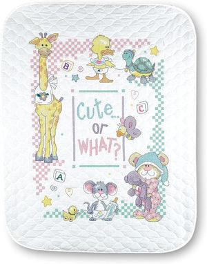 Dimensions Stamped Cross Stitch 'Cute or What?' DIY Baby Quilt, 34" x 43"