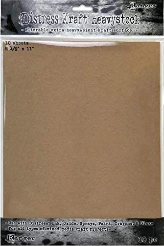 Tim Holtz Distress White, Kraft and Mixed Media Heavystock, 8 1/2x 11, Perfect for Use with Distress Ink, Oxide, Sprays, Paints, Crayons, Glaze & More, Bundle of 3 Packages, 10 Sheets Each, 30 Sheets