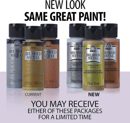 FOLKART Brushed Metal Paint, 2 oz, Pale Silver