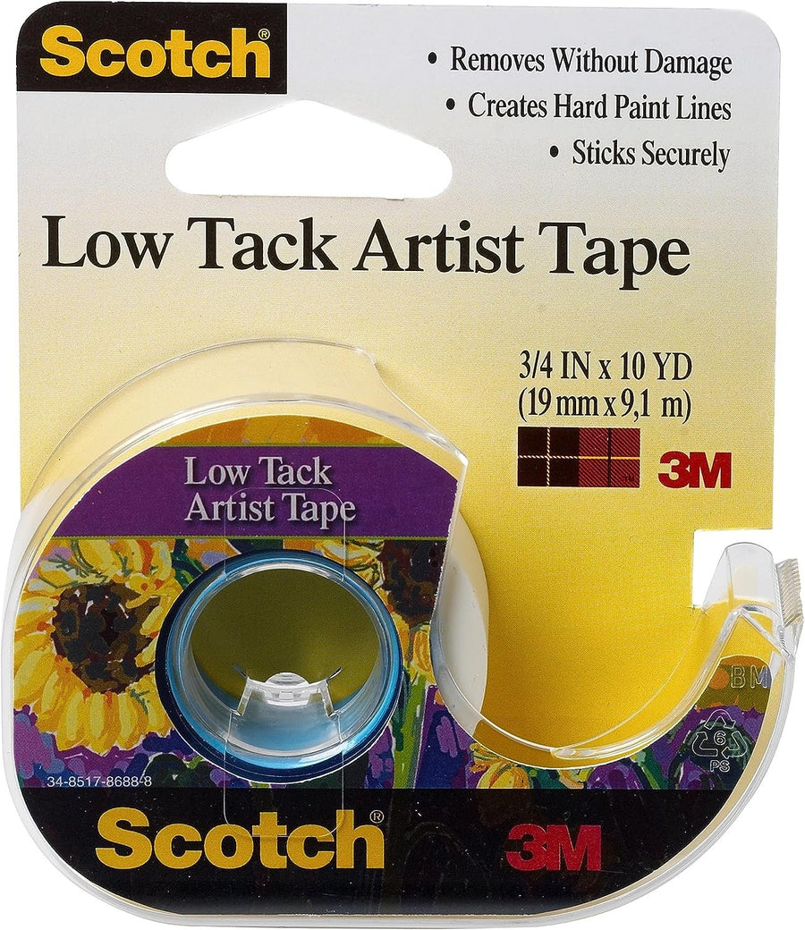 3M Safety Scotch Artist Tape, 3/4-Inch x 10-Yards, White, Low Tack (FA2020)