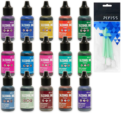 Ranger Alcohol Inks New 2020 Colors Bundle Boysenberry, Cobalt, Dijon, Ember, Everglades, Fiesta, Glacier, Gumball, Laguna, Mojito, Monsoon, Moss, Rosewood, Sienna, Vineyard