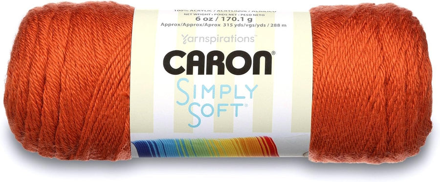 Caron Simply Soft Solids Yarn, 6oz, Gauge 4 Medium, 100% acrylic - Pumpkin - Machine Wash & Dry