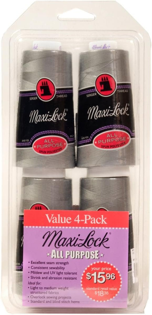 American & Efird 524 Maxi-Lock All Purpose Value Thread Spool Pack, Onе Paсk, Light Grey, 4 Ounce