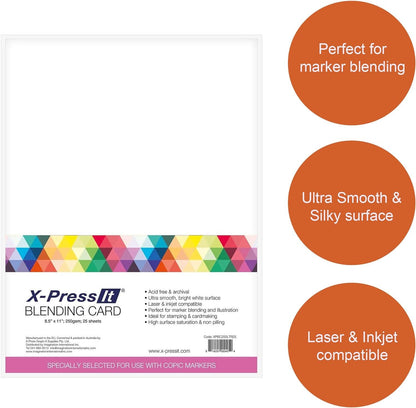 Blending Card Paper Bright White 8.5” x 11” 25 Sheets