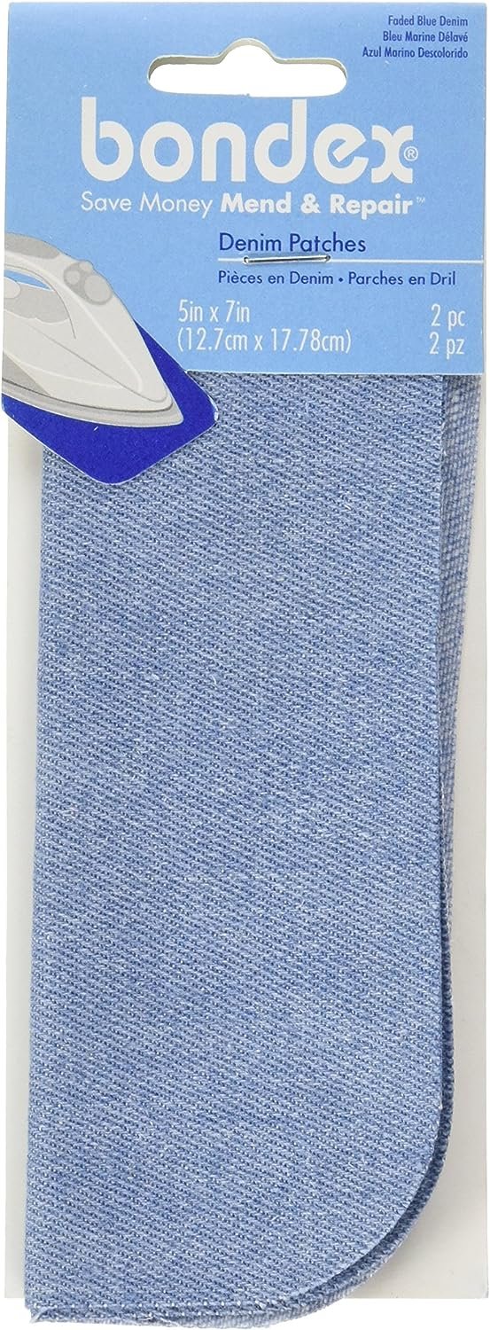 Wrights Products Bondex Iron-On Patches 5"X7" 2/Pkg, Faded Denim,Blue