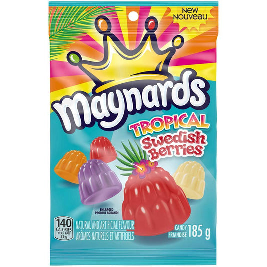 Maynards Gummy Tropical Swedish Berries 185g/6.5 oz, Imported from Canada}