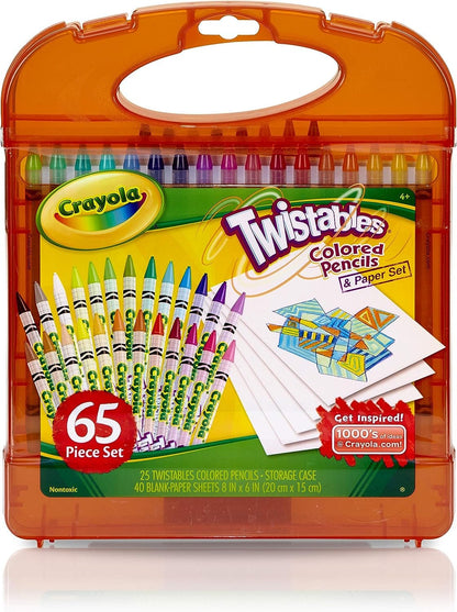 Crayola Twistables Colored Pencils Set (65ct), Kids Drawing Kit, Portable Art Case, Gifts for Kids Ages 4+