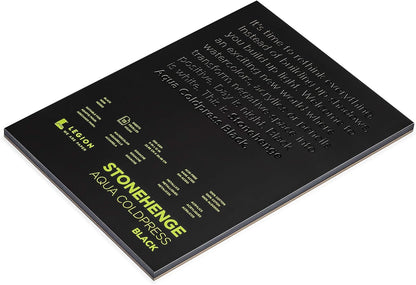 Stonehenge Aqua Black Medium Weight Pad, 140lb, Coldpress, 9 x 12 Inches, 15 Sheets for Wet and Dry Media