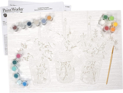 DIMENSIONS PaintWorks Flowering Jars Acrylic Paint by Number Set for Adults and Kids, Finished Project 20" x 14", Multicolor 11 Piece