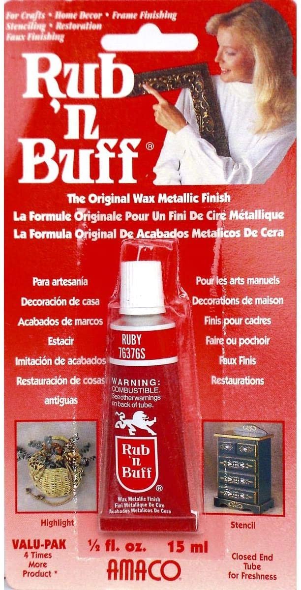 AMACO Rub 'n Buff Wax Metallic Finish, Ruby, 0.5-Fluid Ounce – Pixiss