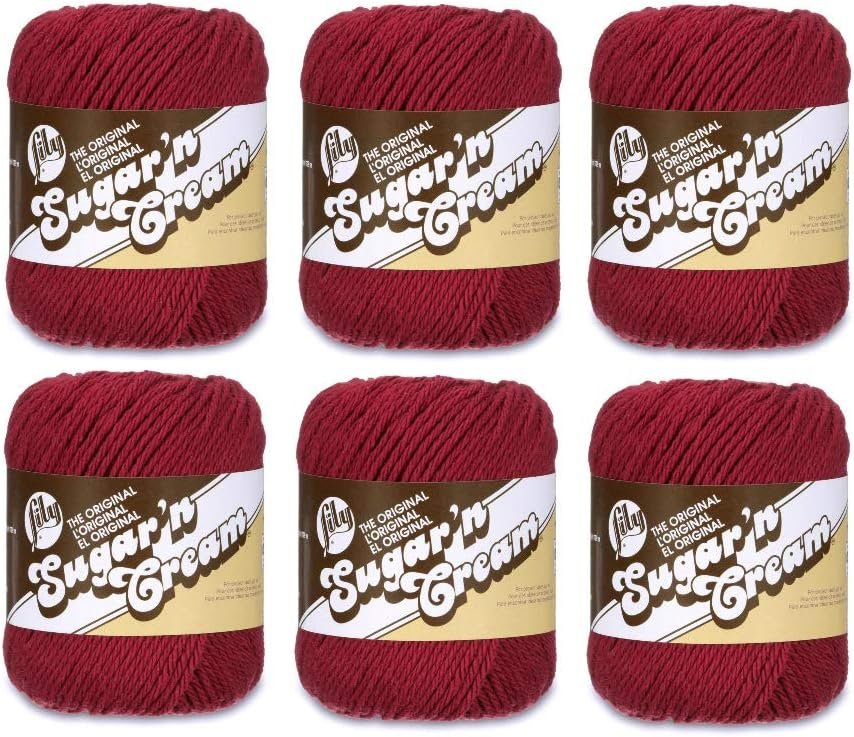 Lily Sugarn Cream Yarn Bulk Buyolids (6-Pack) Wine 102001-15