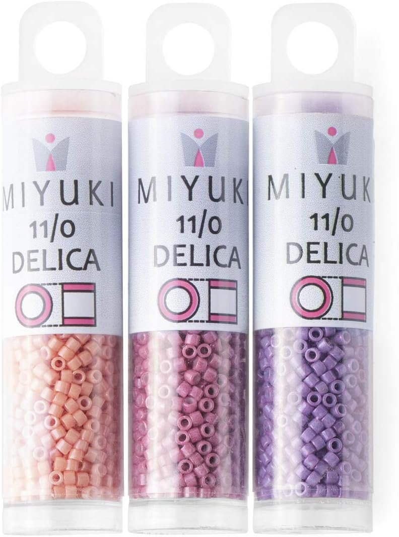 Delica Seed Beads Bundle: Size 11/0, Purple Opaque Palette Collection DB660, DB1363, DB1376-3 Tubes of 7.2 Grams ea