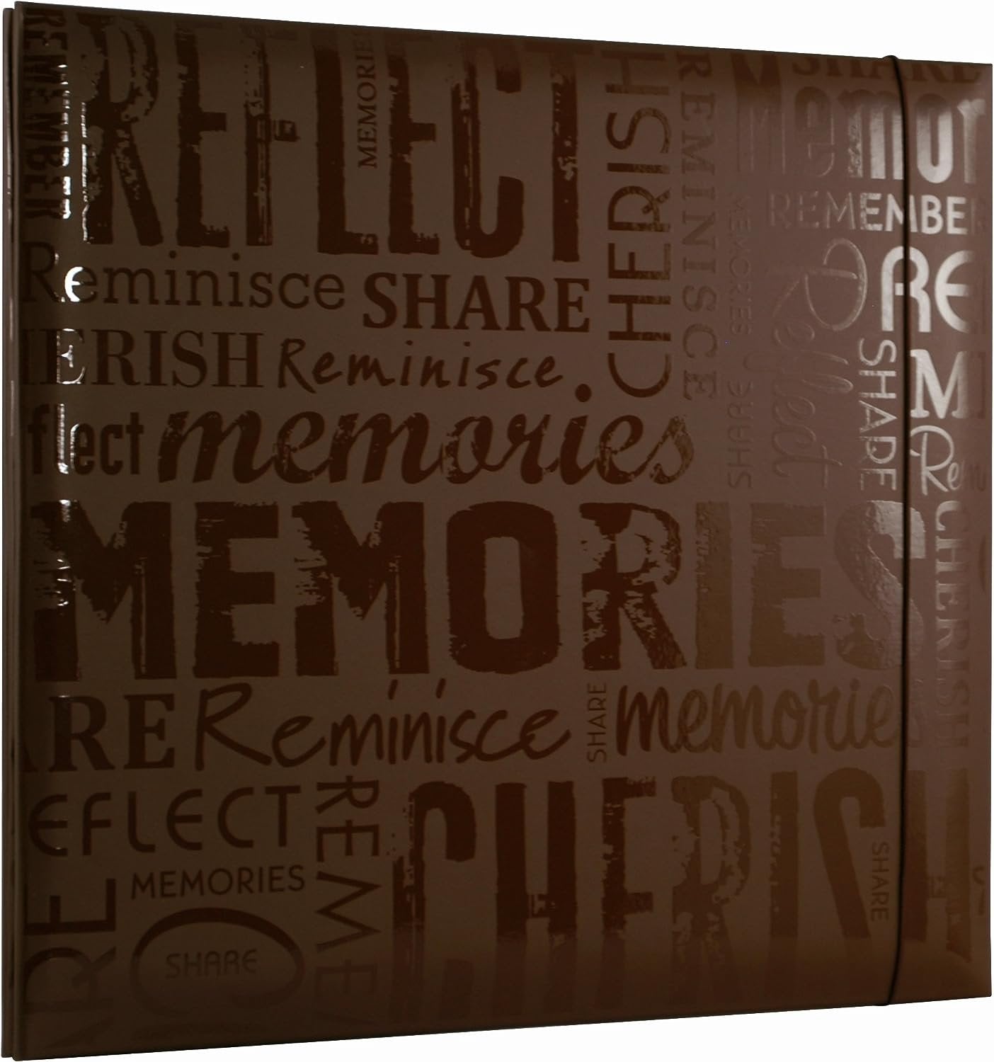 MCS MBI 13.5x12.5 Inch Embossed Gloss Expressions Scrapbook Album with 12x12 Inch Pages, Brown, Embossed "Memories" (848122)