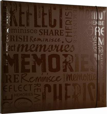 MCS MBI 13.5x12.5 Inch Embossed Gloss Expressions Scrapbook Album with 12x12 Inch Pages, Brown, Embossed "Memories" (848122)