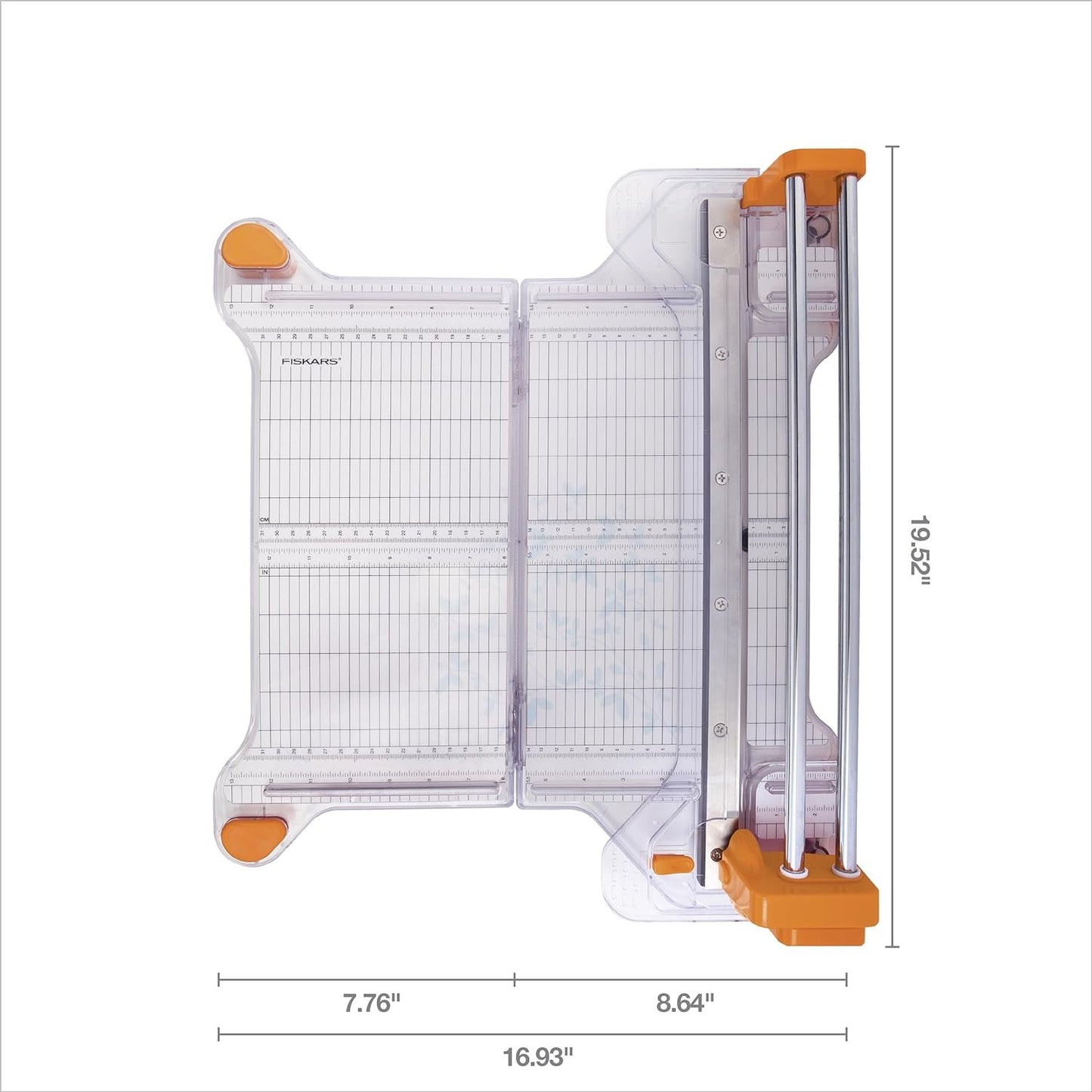 Fiskars ProCision™ Rotary Bypass Paper Trimmer - 12" Cut Length - Craft Paper and Mixed Media Cutter with Grid Lines Orange