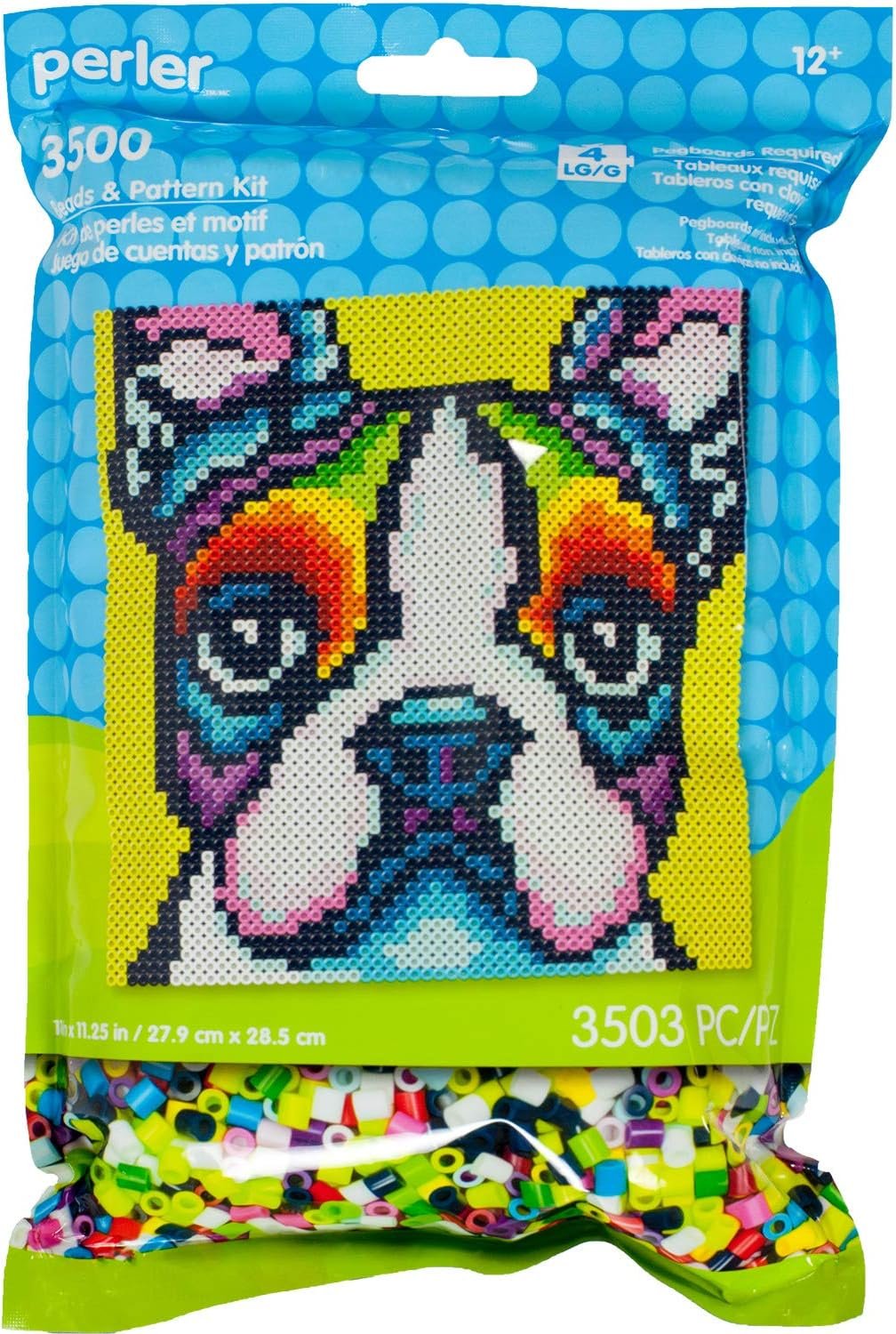 Perler Rainbow Terrier Dog Pattern and Fuse Bead Kit, 11'' x 11.5'', 3503pc