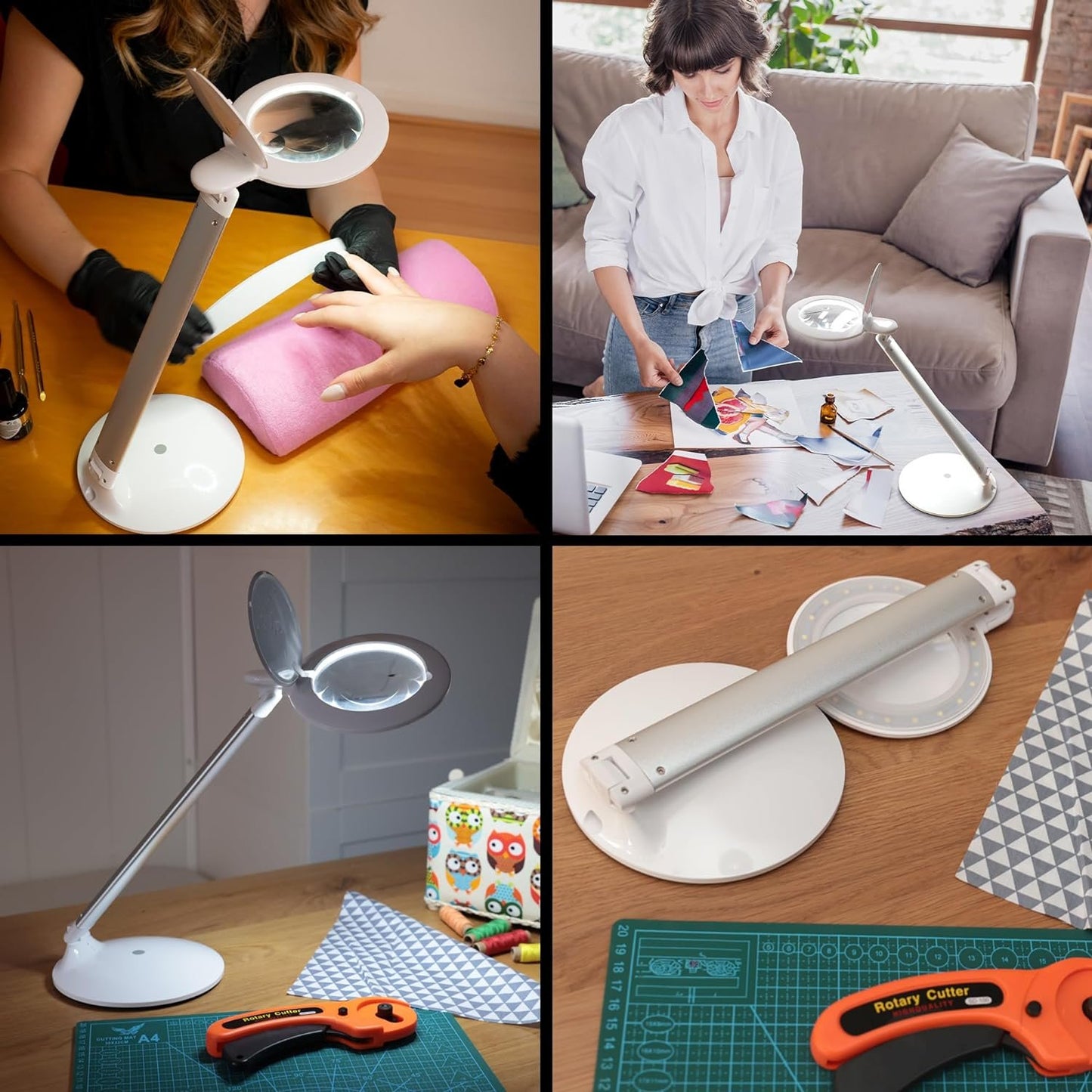 Daylight Company Halo Go Magnifier Lamp, Rechargeable USB, Portable, Lightweight, Desk Lamp Reading, Hobbies, Sewing, Crafts, Nail Salon, Handcrafts and More, Colour Temperature: 6,000 K, White