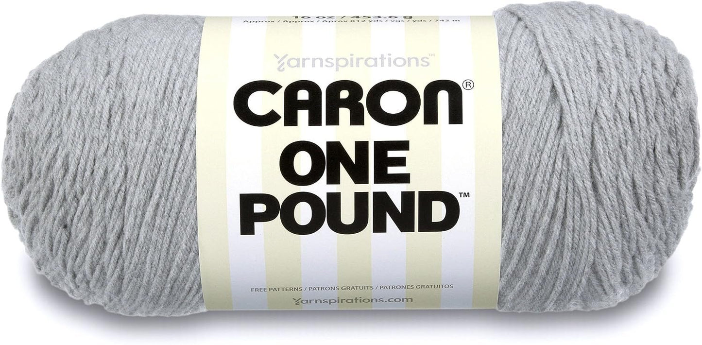 Caron One Pound Solids Yarn, 16oz, Gauge 4 Medium, 100% Acrylic - Grey Mix- For Crochet, Knitting & Crafting ( 1 Piece )