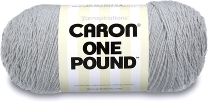 Caron One Pound Solids Yarn, 16oz, Gauge 4 Medium, 100% Acrylic - Grey Mix- For Crochet, Knitting & Crafting ( 1 Piece )