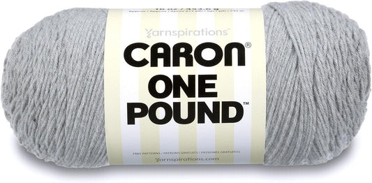 Caron One Pound Solids Yarn, 16oz, Gauge 4 Medium, 100% Acrylic - Grey Mix- For Crochet, Knitting & Crafting ( 1 Piece )