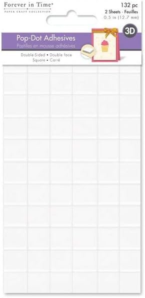 Forever In Time 3D Pop Dots Square Dual-Adhesive Foam Mount, 1/2-Inch, 132 Per Package (PD110) , White