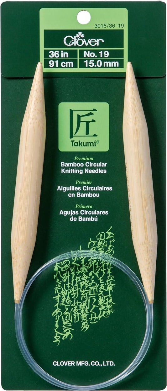 Clover Bamboo Circular Knitting Needles 36in/ No. 19, 36"
