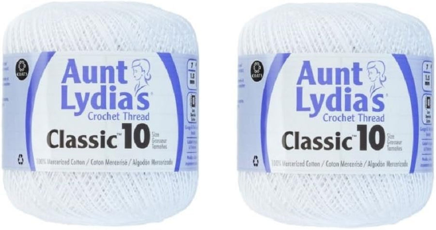 Aunt Lydia's Crochet Thread - Size 10 - White (2-Pack)