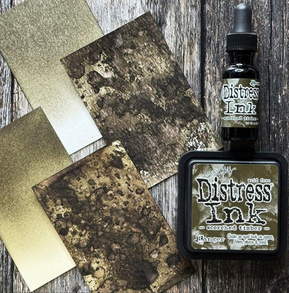 Bundle - Scorched Timber - Both Ink Pads and Reinkers, Oxide and Sandard - New for January 2024 Tim Holtz Ranger Ink Last Distress Color