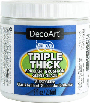 Triple Thick Gloss Glaze by DecoArt, 8-Ounce, Pixiss Accessory Kit with Brayer, Gloves, Spreaders, Brushes