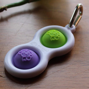 Fat Brain Toys Simpl Dimpl - Simple Dimple - Purple/Lime - Popping Fidget Keychain