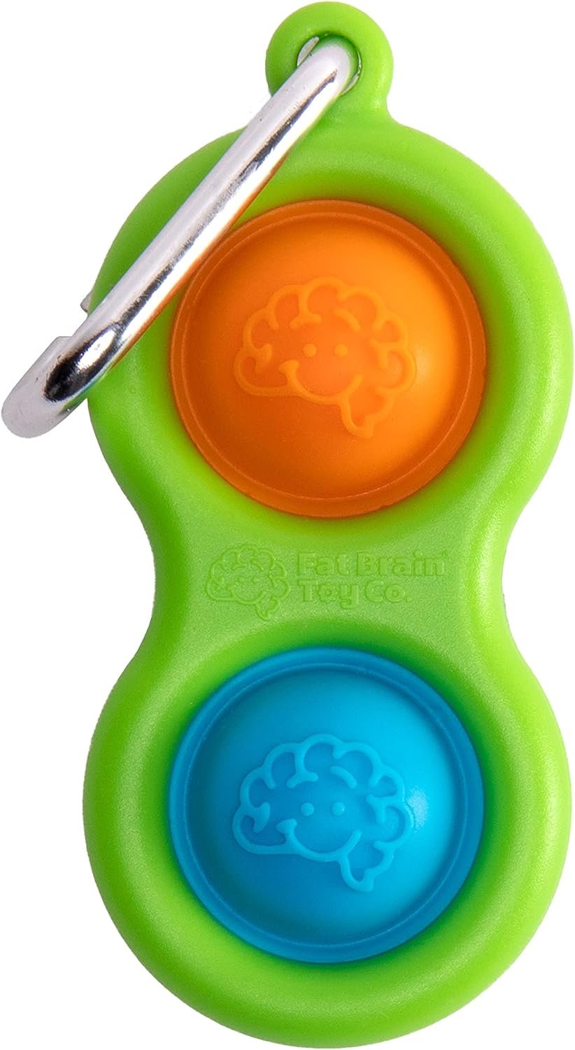 Fat Brain Toys Simpl Dimpl Bright Colors - Green - Popping Fidget Keychain, Kids & Adults