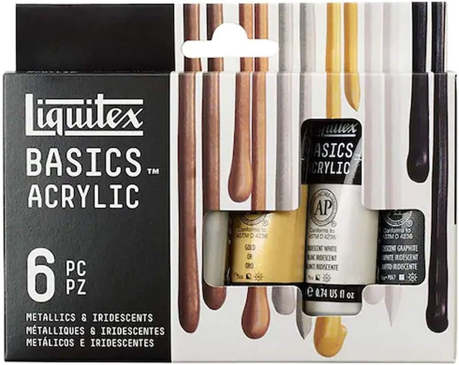 Liquitex Basics Metallics & Iridescents Acrylic Paint Set