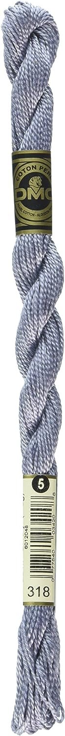 DMC 115 5-318 Pearl Cotton Thread, Light Steel Grey, Size 5