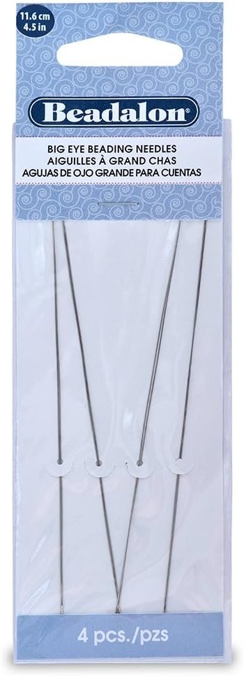 Large Eye Beading Needles, 4.5 Inch, 4 Pack