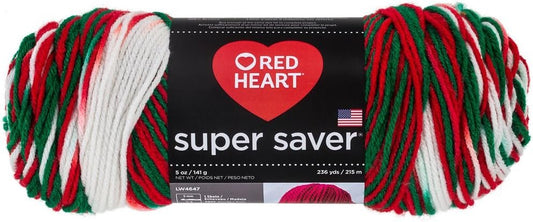 RED HEART Super Saver Yarn, Mistletoe Print