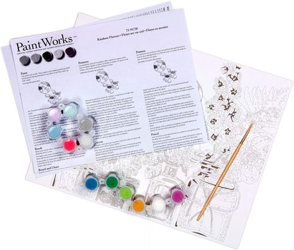 Dimensions , Rainbow Flowers, PaintWorks Paint by Numbers Kit for Adults and Kids, 14'' x 11'