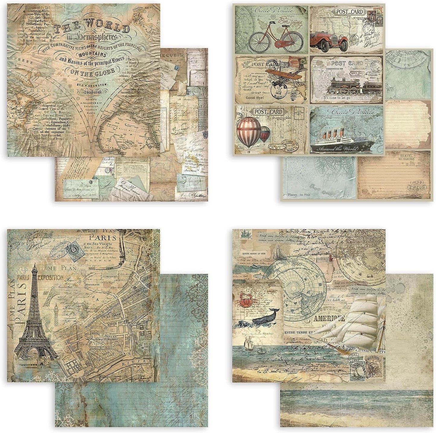 STAMPERIA INTERNATIONAL, KFT PAPER PAD 8X8 10PK AROUND THE, 20.3 x 20.3 (8" x 8"), Multicoloured
