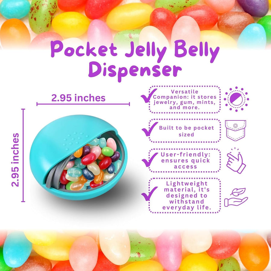 Jelly Beans Individual Packs (1.9oz, 3-pack) and Mini Candy Dispenser (7.5cm x 2.5cm) - Unpredictable Flavors - Jelly Belly Refill Packs for Bean Boozled - Pocket Size Travel Case for Desktops