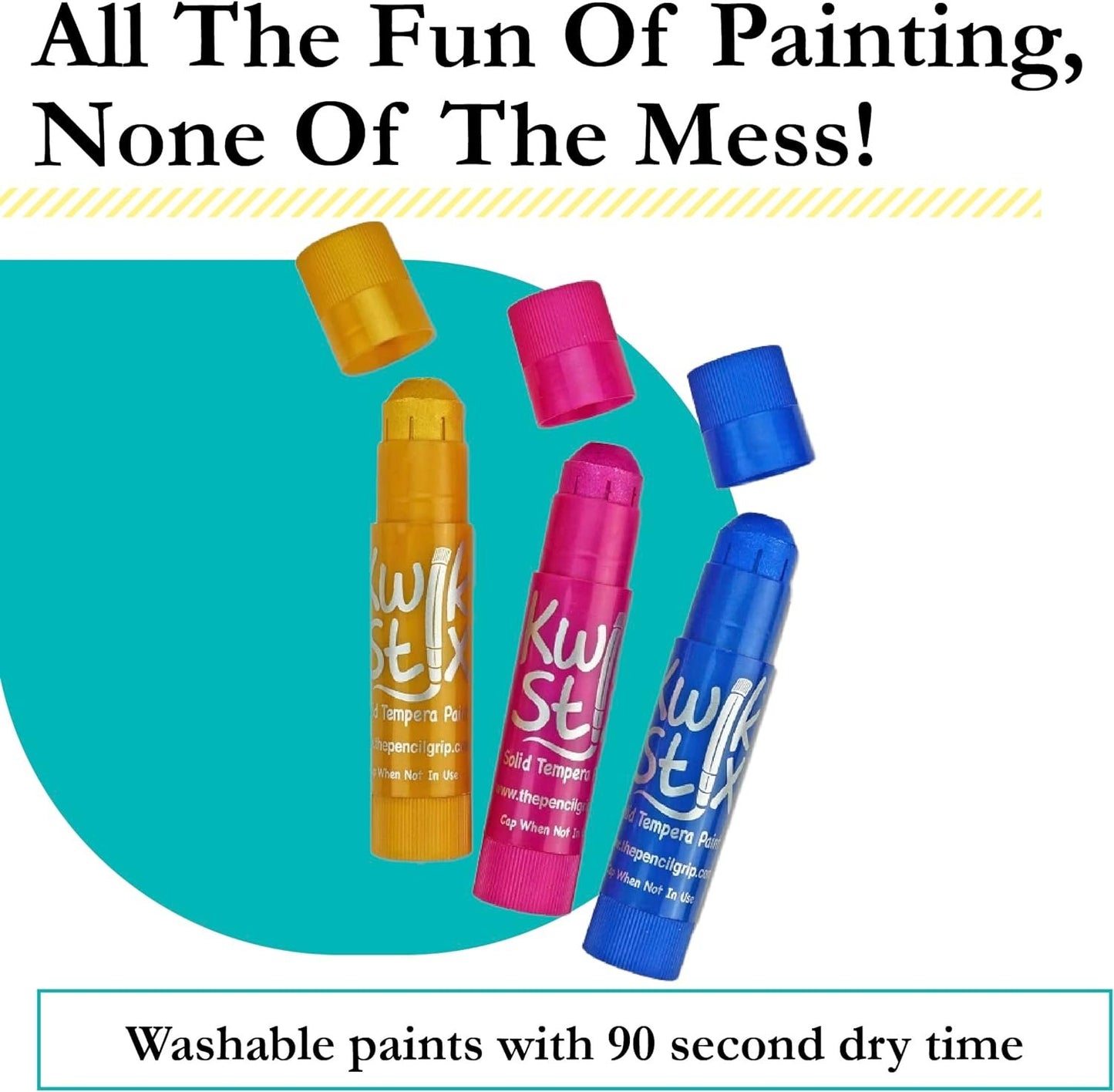 The Pencil Grip Kwik Stix Metalix Paint Pens, Metallic Tempera Paint Pens, Super Quick Drying, 6 Count - TPG-613