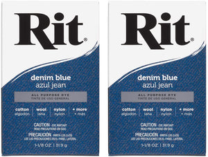 Rit, Denim Blue Purpose Powder Dye, 1-1/8 oz (Тwo Рack)